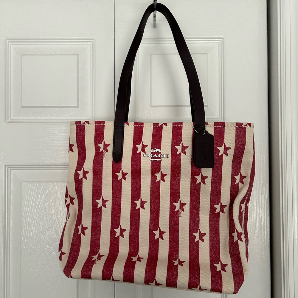 Brand New Coach Star and Stripe Canvas Tote Bag